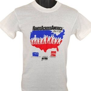 Vintage Hands Across America T Shirt Mens Size XS White 80s 1986 Made In USA